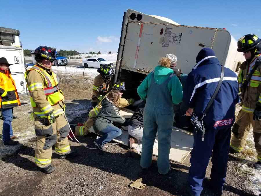 Kiowa community helps rescue horse after trailer overturns